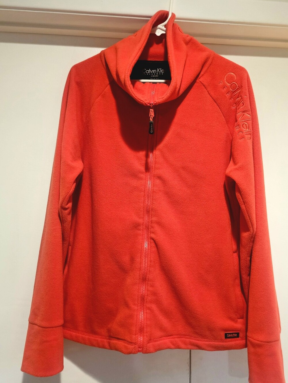 Calvin Klein Performance Womens Coral Fleece Zip-Up Jacket L Excellent Condition